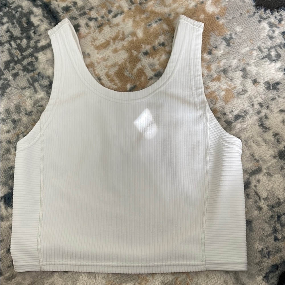 Lululemon Athletica White Sleeveless Crop Tank Top